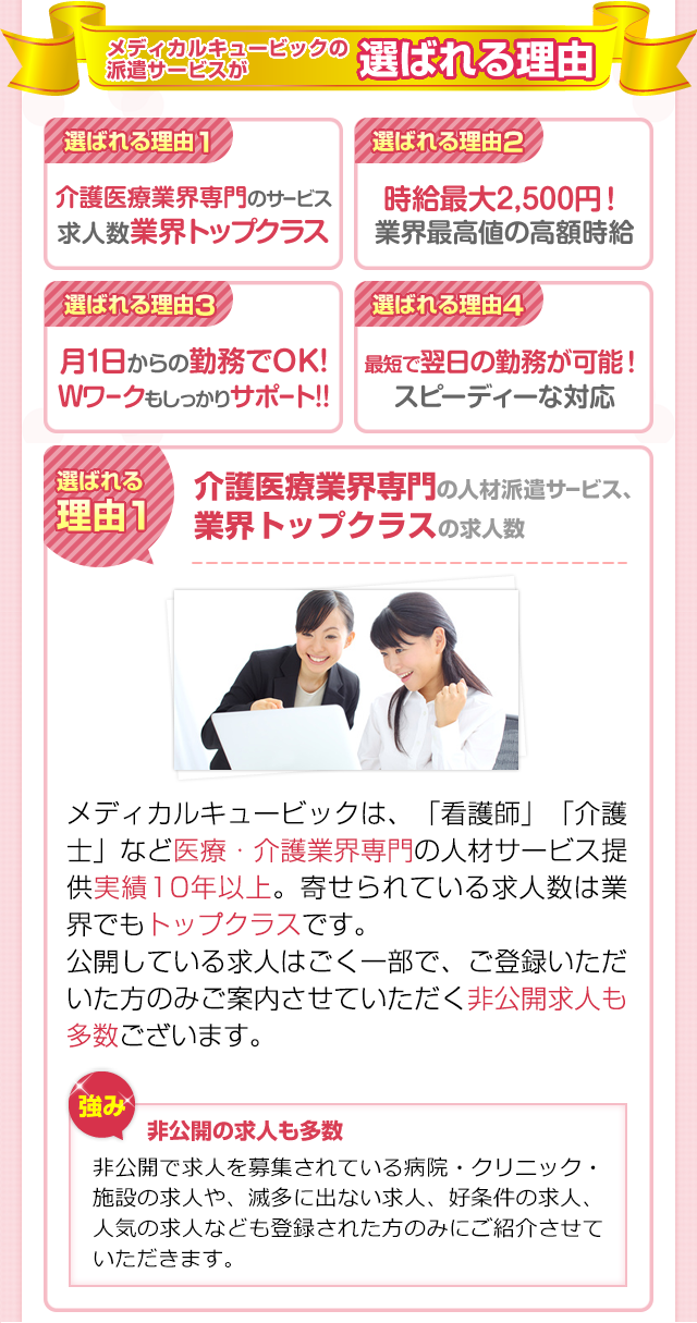 メディカルキュービックの派遣サービスが選ばれる理由1